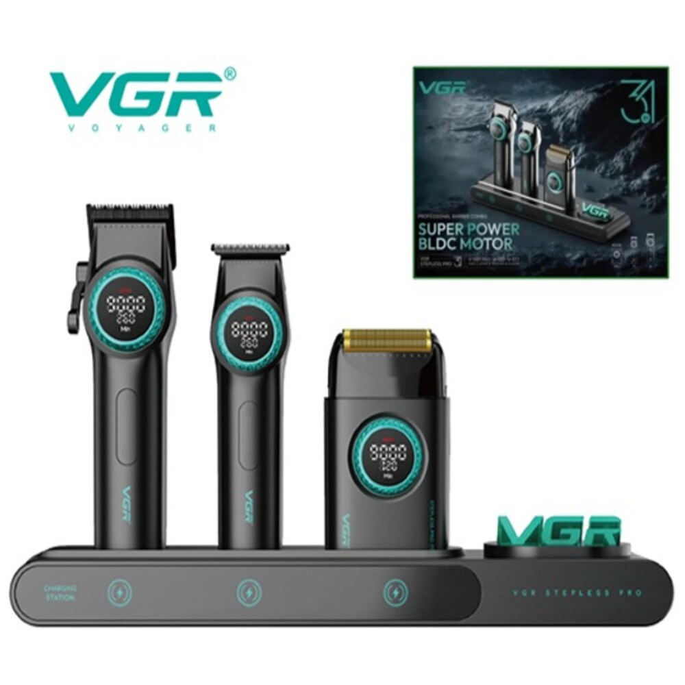 Combo barber VGR SteplessPRO 3 En 1 Clipper-trimmer y Shaver