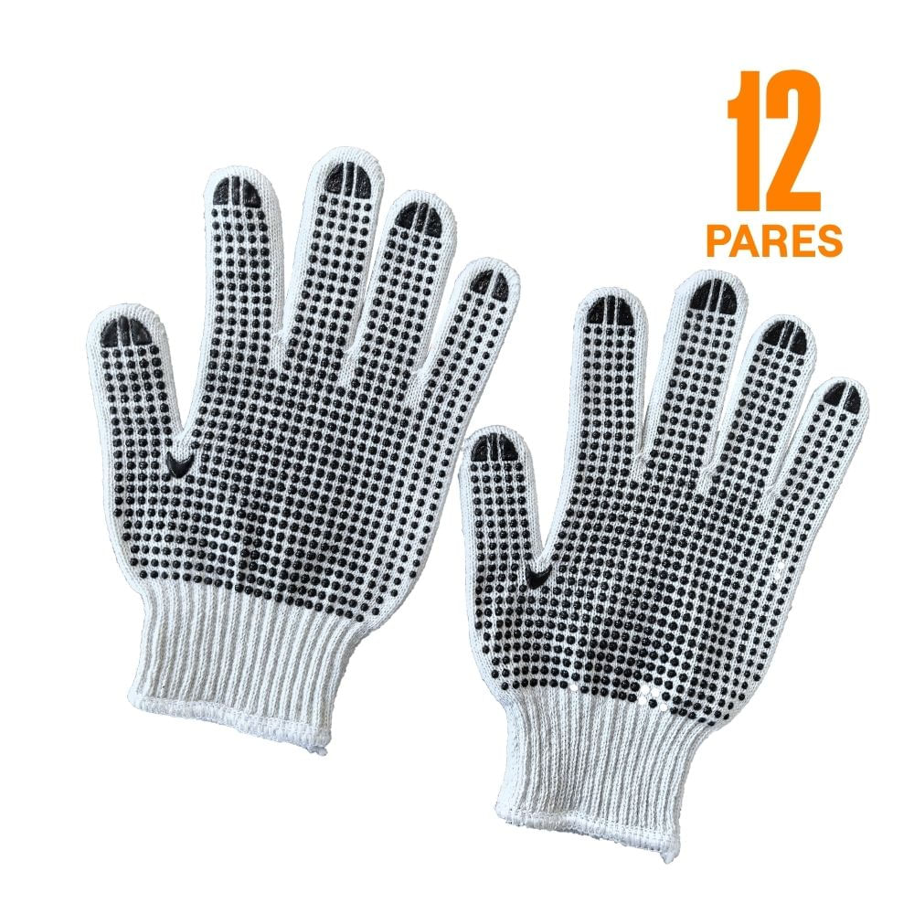 Guante de Hilo Blanco con Puntos PVC x 12 unidades Werken
