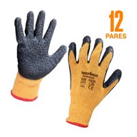 Guante de Hilo Amarillo con Palma de Latex x 12 unidades Werken