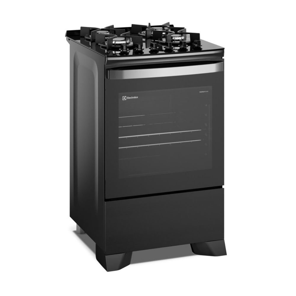 Cocina de Pie Electrolux F4EPB 56cm Triple Llama 4 Quemadores Negro