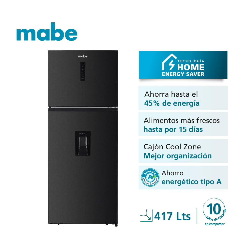 Refrigeradora Mabe RMN415PAPRP0 417L Bottom Freezer TecInverter Black Steel