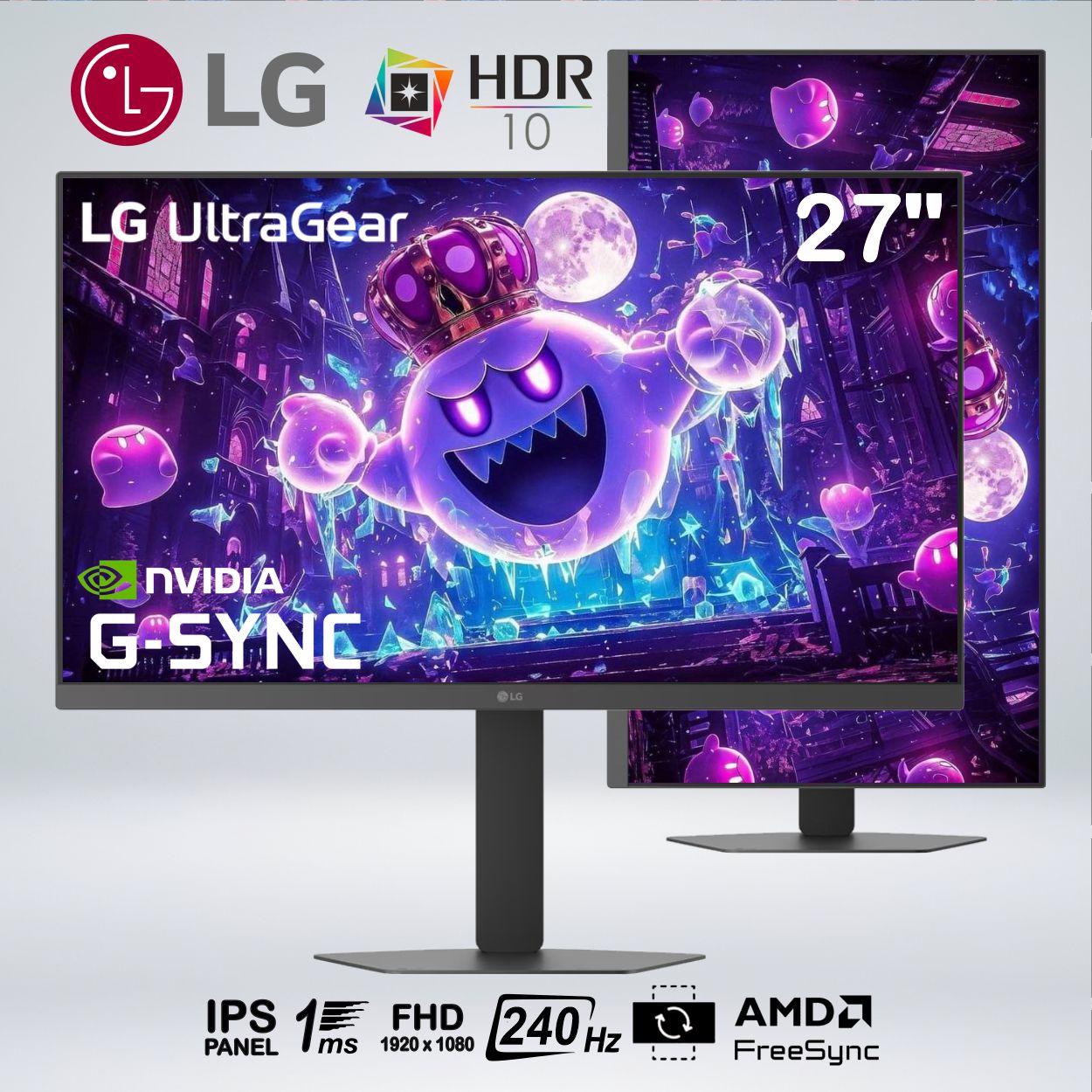 MONITOR GAMER ULTRAGEAR G4 FULL HD 27'' IPS 240hz 1ms RGB HDR10 G-SYNC Free Sync