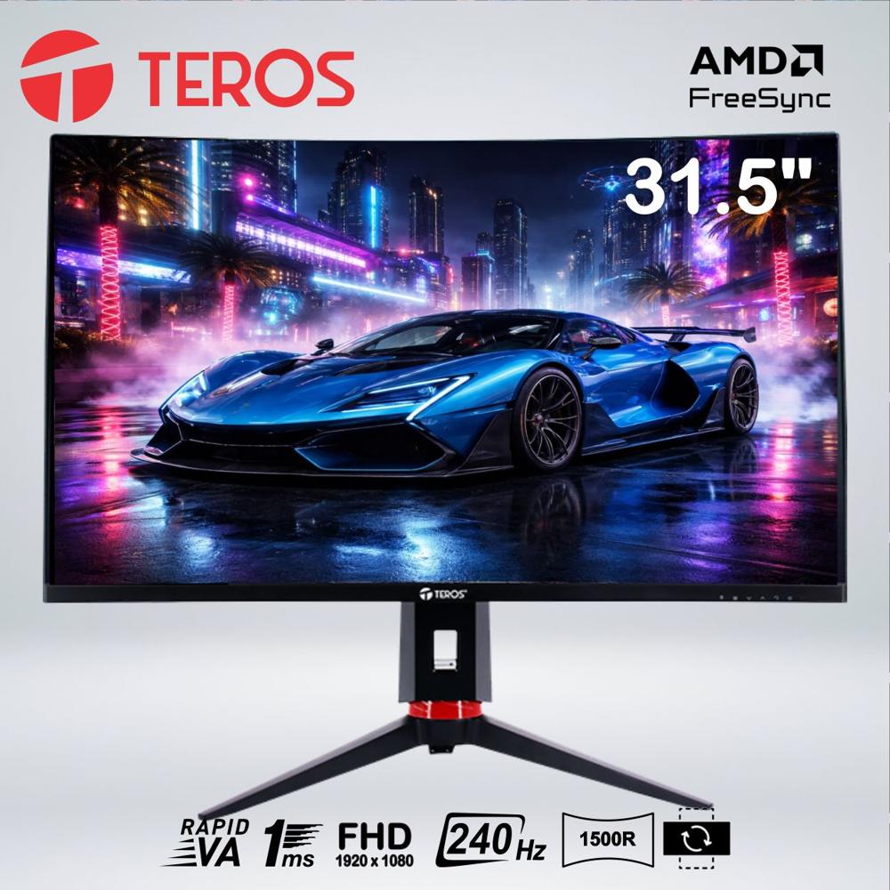 MONITOR CURVO GAMING TEROS TE-3219G 31.5'' FHD VA 240 HZ 1MS HDMI DP AUDIO OUT