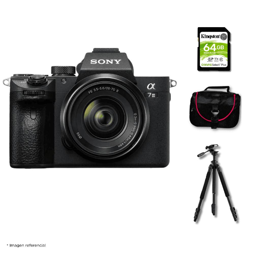 Cámara Sony Alpha 7 III Mirrorless y Lente 28-70mm II y  Kit Deluxe