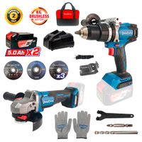 Combo Dongcheng Brushless DCKIT57.02FK Taladro Percutor 120Nm y Amoladora 125mm 3 Vel. Hombre Muerto