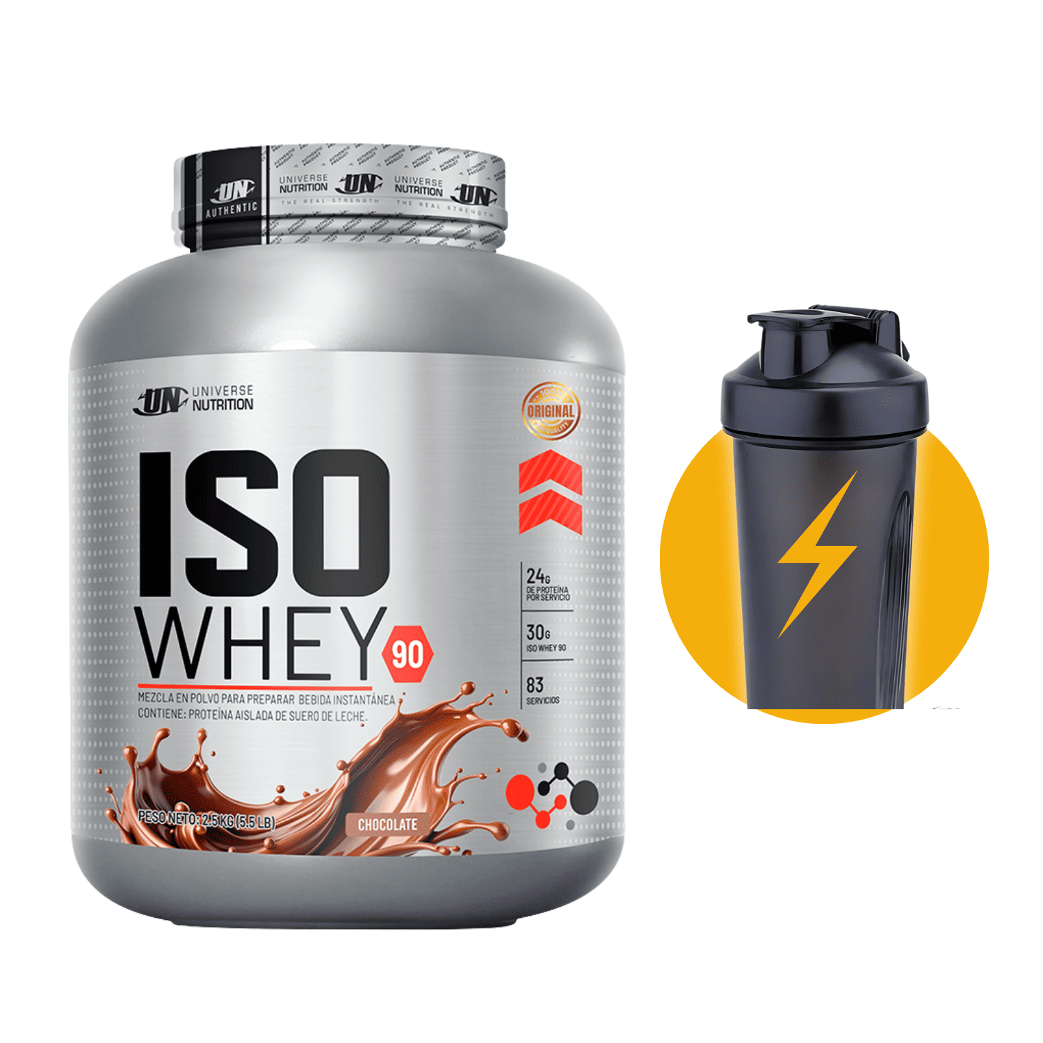Proteína Iso whey 90 2.5kg Chocolate Universe Nutrition -Shaker