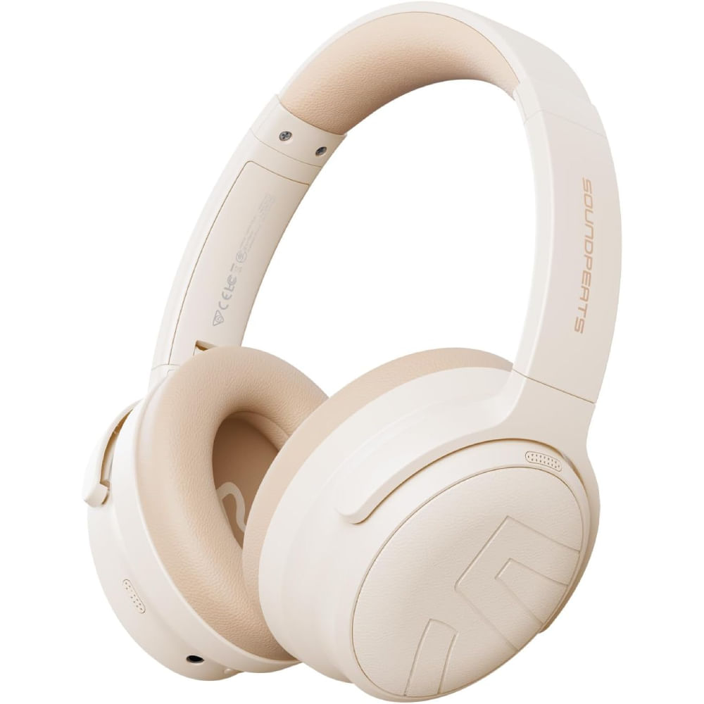 Soundpeats Space Pro Audífonos Bluetooth Hi-Res LDAC con ANC Híbrido y 151H de Batería Beige