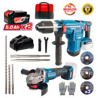 Combo Dongcheng Brushless DCKIT59.02FK Rotomartillo SDS Plus 3.5J y Amoladora 125mm Hombre Muerto