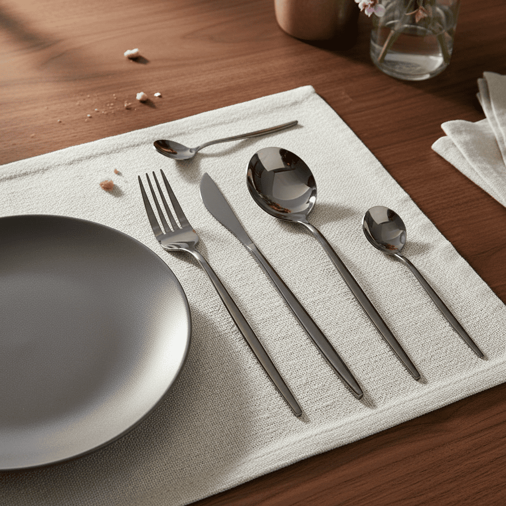 Set de Cubiertos Vintage Negro Mate de Acero Inoxidable de 4 Piezas con Caja de Regalo