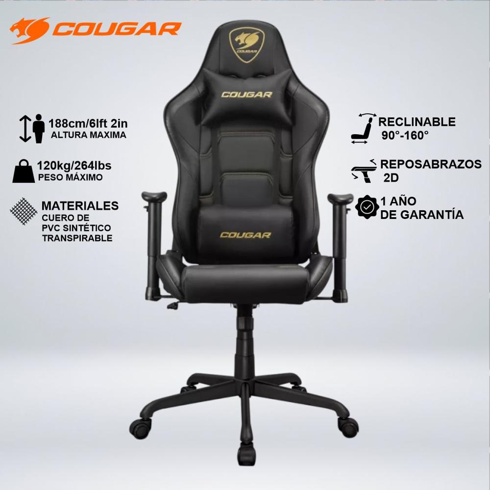 SILLA GAMER COUGAR ARMOR ELITE ROYAL ALMOHADA CABEZA - LUMBAR RECLINA 160 GRADOS