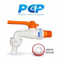 Grifo Caño Jardín y Lavandería PVC Pesado Blanco Teflon PCP