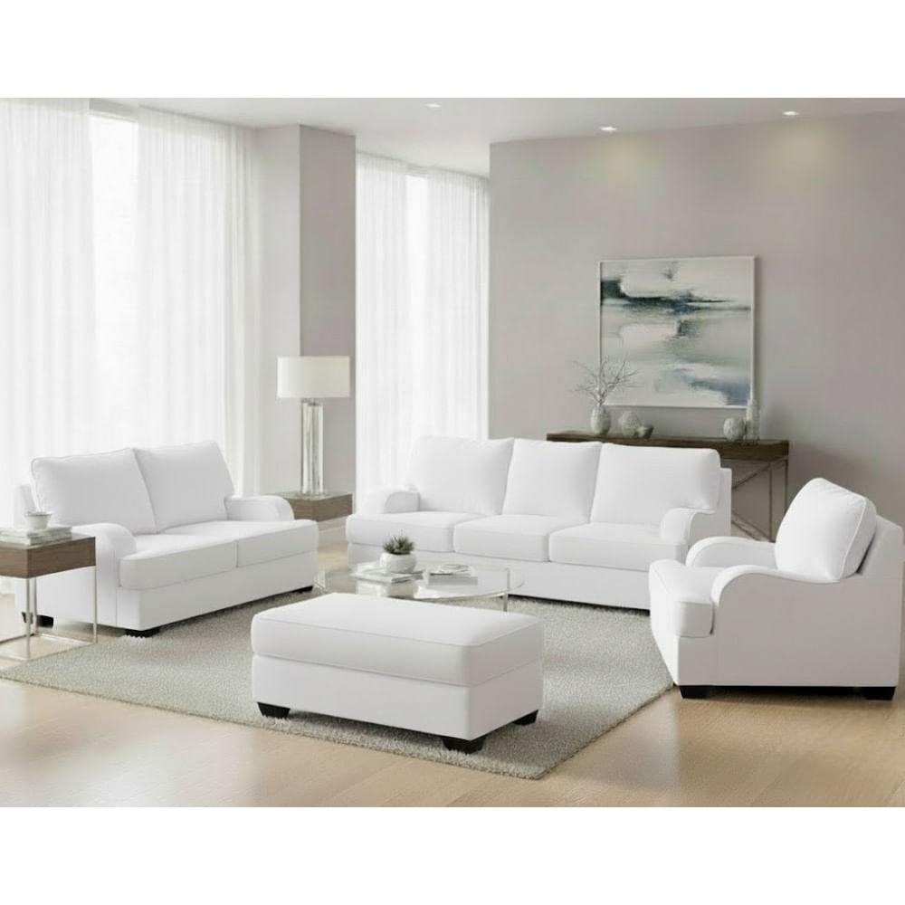 Juego de Sala Rumi Ivory 321 Banqueta Baúl 2