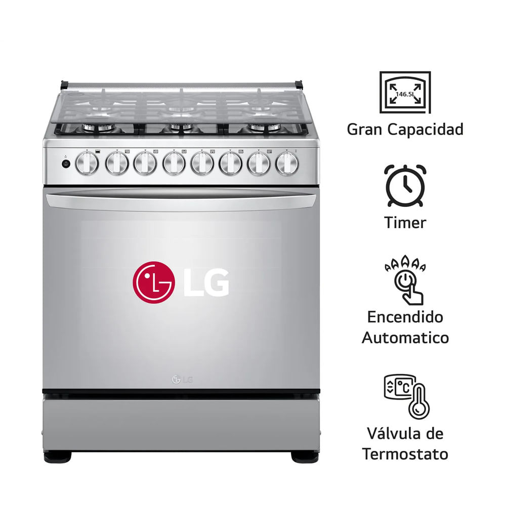 Cocina a Gas LG LRGZ5255S 30pulgadas 6 Hornillas Silver