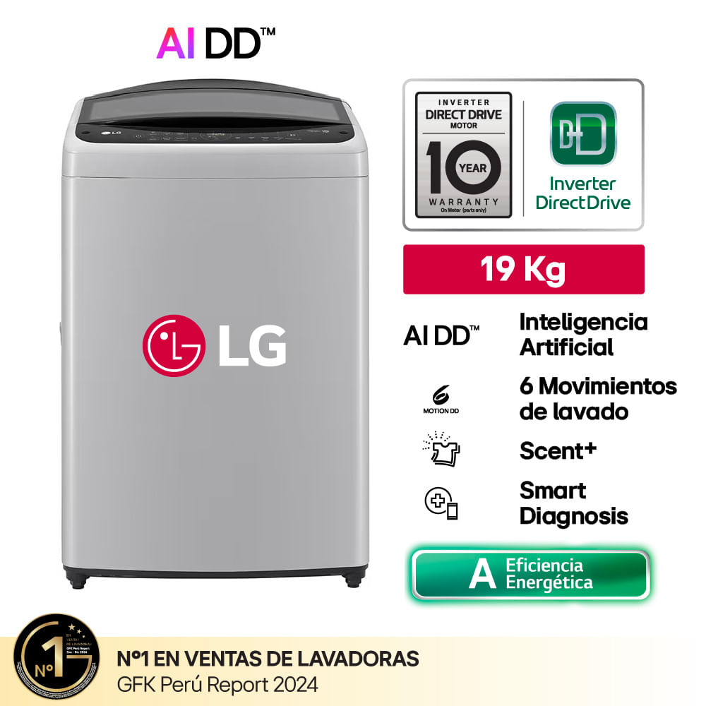 Lavadora Automática LG WT19DV6T 19kg Gris