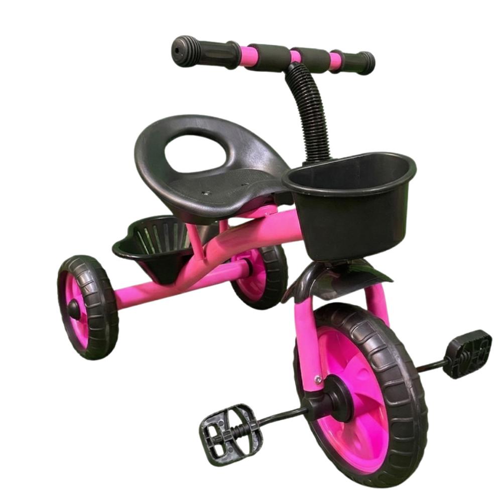 TRICICLO INFANTIL PARA NIÑOS Y NIÑAS 2 CANASTAS PORTA OBJETOS JUGUETES ROSADO