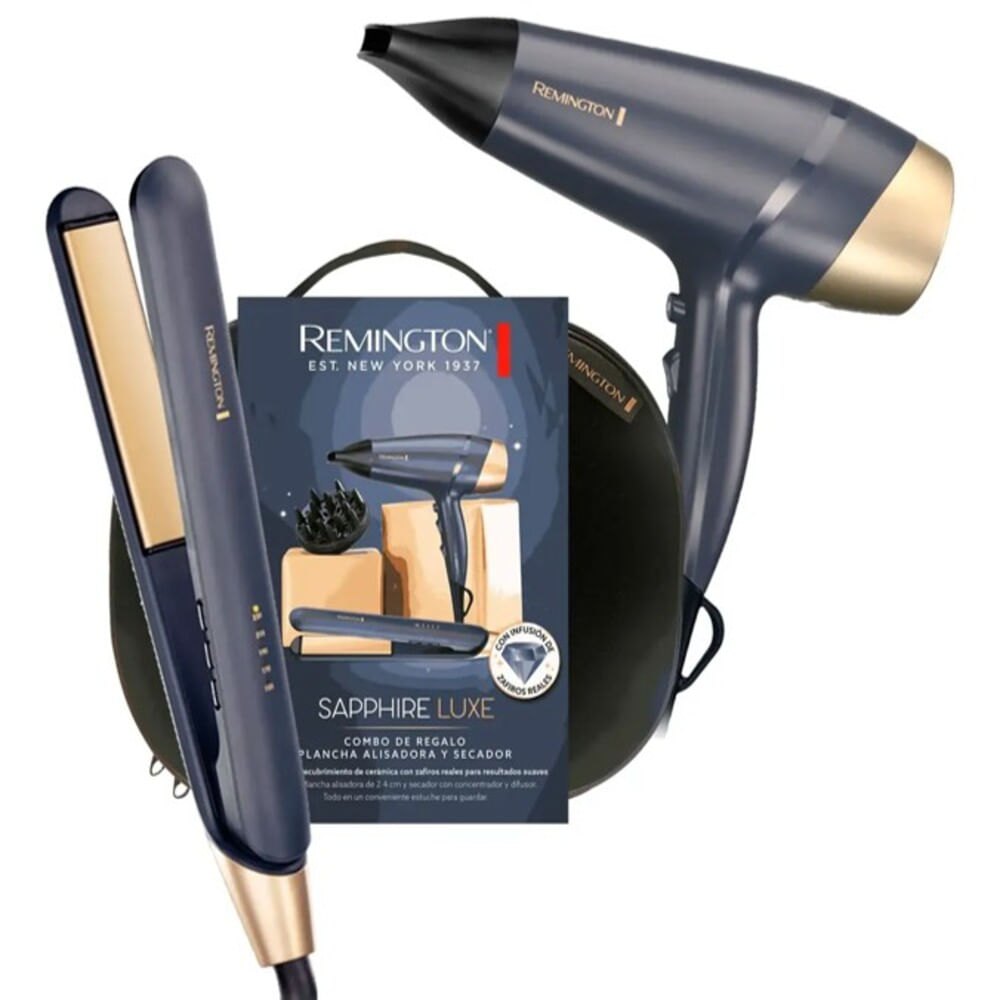 Combo Remington Sapphire Luxe Secadora mas Plancha Alisadora