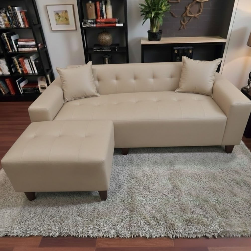 Juego de Sala Illari Beige Puff de Regalo