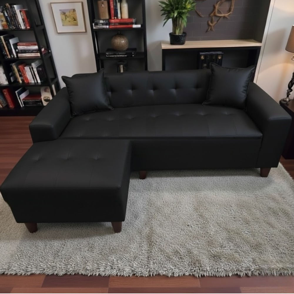 Juego de Sala Illari Negro Puff de Regalo