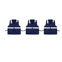 PACK X 3 UND DE CHALECO MULTIBOLSILLO  ALTA VISIBILIDAD DRIL AZUL TALLA L