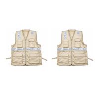 PACK X 2 UND CHALECO DE DRIL MULTIBOLSILLO ALTA VISIBILIDAD COLOR BEIGE TALLA L