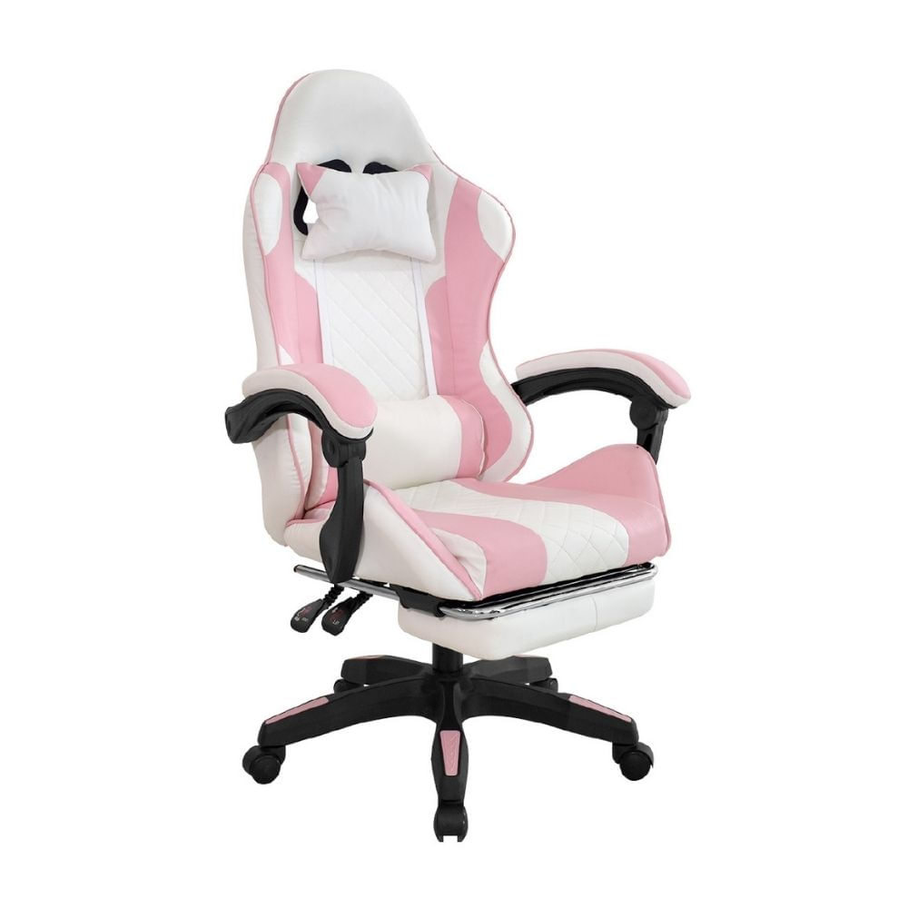 Silla Gamer con reposapiés Byd Blanco/Rosa Bonno