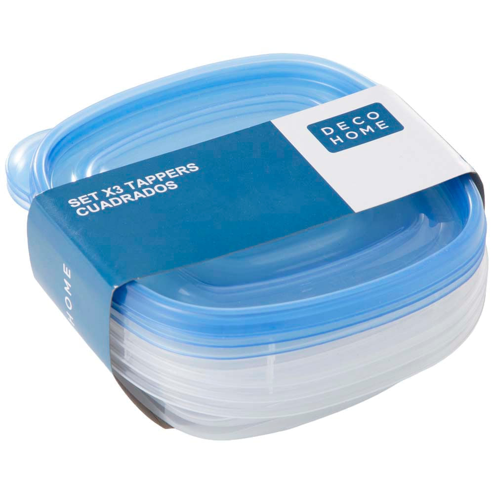 Set Tápers Plásticos DECO HOME Cuadrados 0.6L x3un