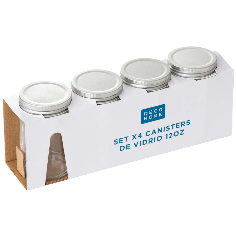 Set Canisters de Vidrio DECO HOME 12oz x4un