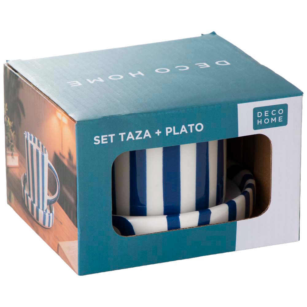 Set Taza 250ml + Plato Rayas DECO HOME (Modelos Aleatorios)