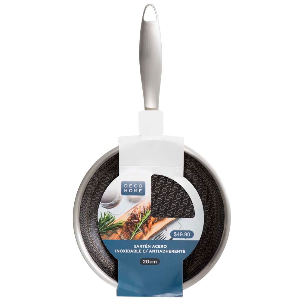 Sartén DECO HOME 20cm Acero Inoxidable con Antiadherente