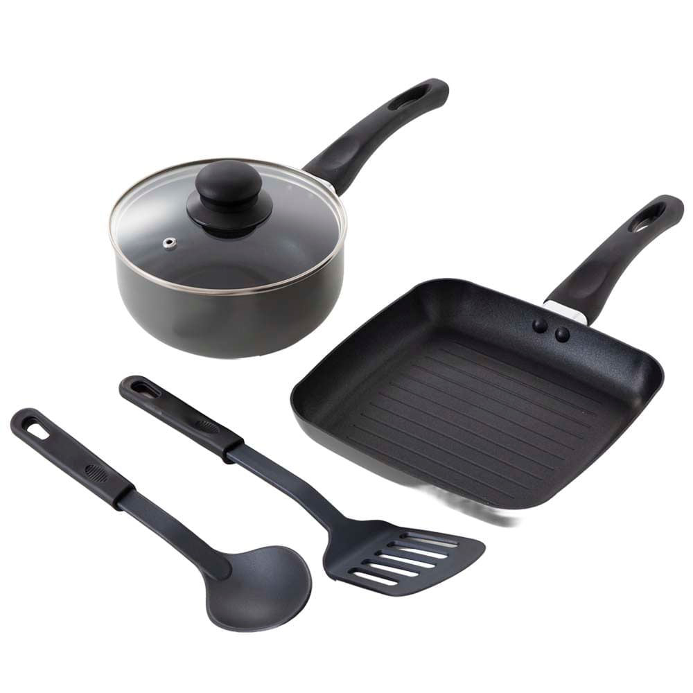 Pack Sartén 16cm + Grill 20cm + 2 Utensilios DECO HOME (Modelos Aleatorios)
