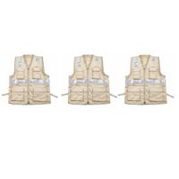 PACK X 3 UND CHALECO MULTIBOLSILLO ALTA VISIBILIDAD COLOR BEIGE TALLA S