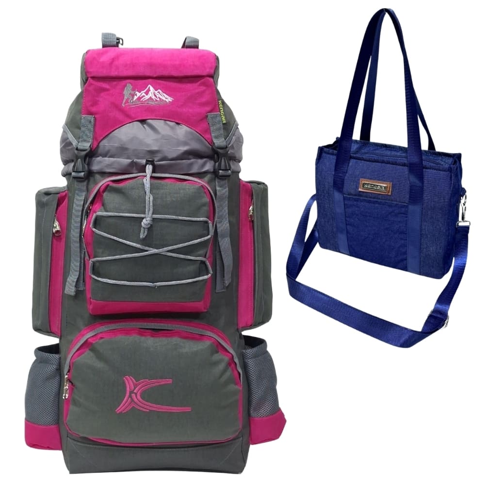 PROMOCIÓN MOCHILA DE CAMPING N3 KENGAR PLOMO-FUCSIA - BOLSO PUFFER XS JEAN