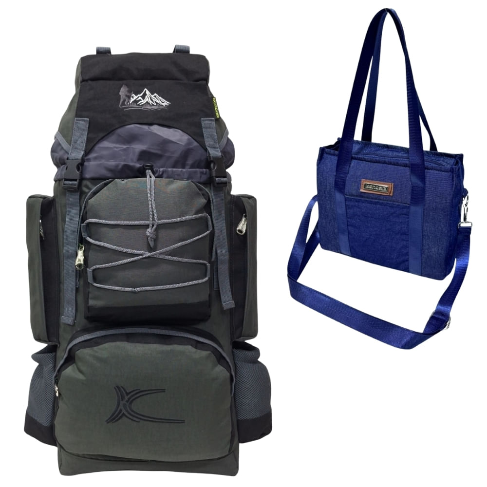 PROMOCIÓN MOCHILA DE CAMPING N3 KENGAR PLOMO-NEGRO - BOLSO PUFFER XS JEAN