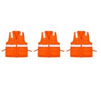 PACK X 3 UND CHALECO DE DRIL MULTIBOLSILLO ALTA VISIBILIDAD COLOR NARANJA TALLA S