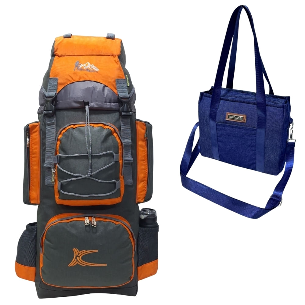 PROMOCIÓN MOCHILA DE CAMPING N3 KENGAR PLOMO-NARANJA - BOLSO PUFFER XS JEAN