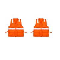 PACK X 2 UND CHALECO DE DRIL MULTIBOLSILLO ALTA VISIBILIDAD COLOR NARANJA TALLA M