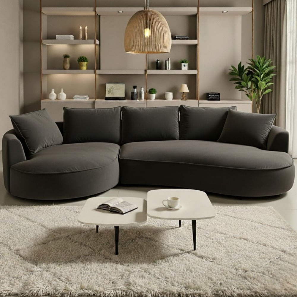 Sofa Apu Curvo Plomo Izquierdo