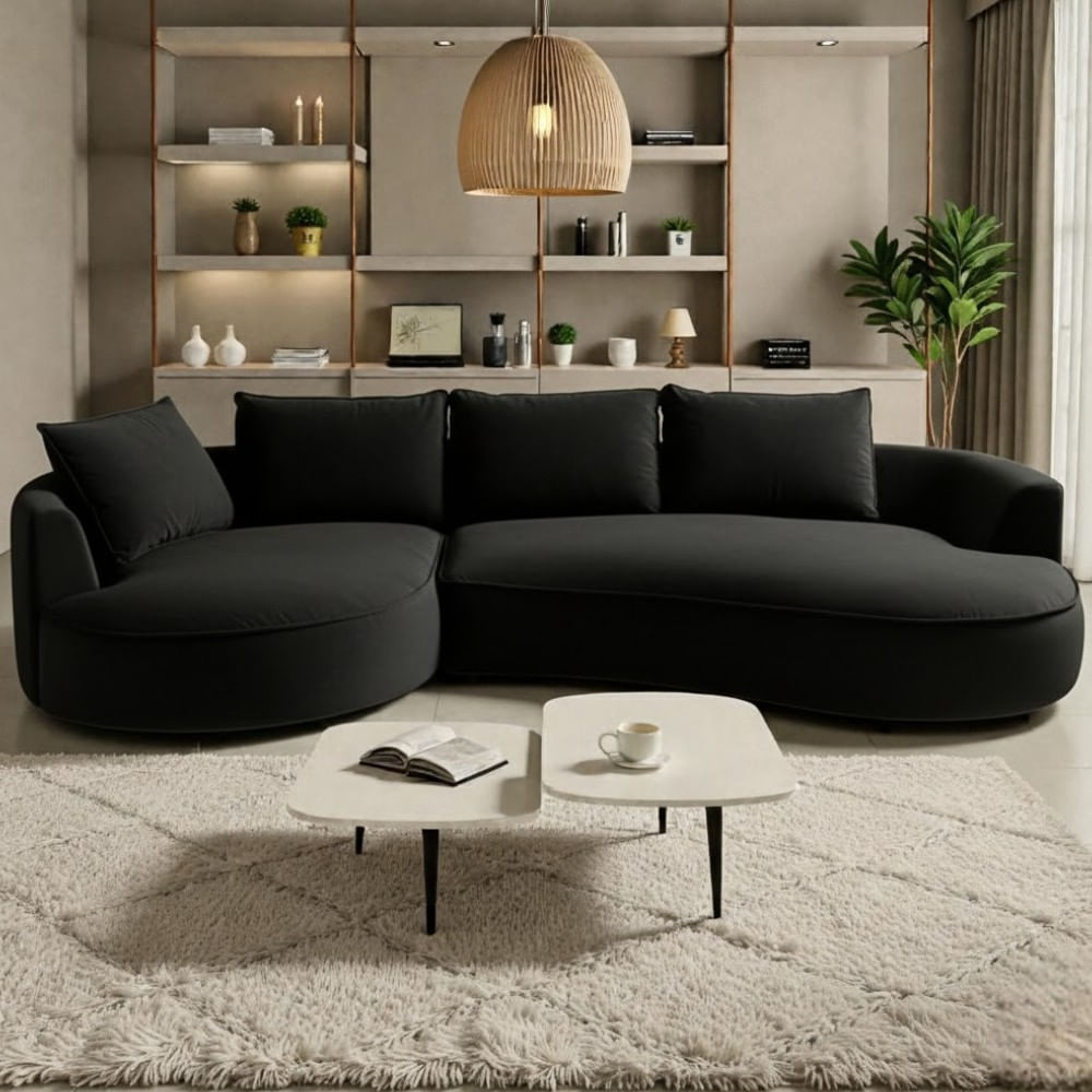 Sofa Apu Curvo Negro Izquierdo