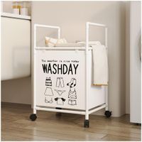 Cesto de Ropa Para Lavandería con Ruedas 75x42x32cm - Blanco