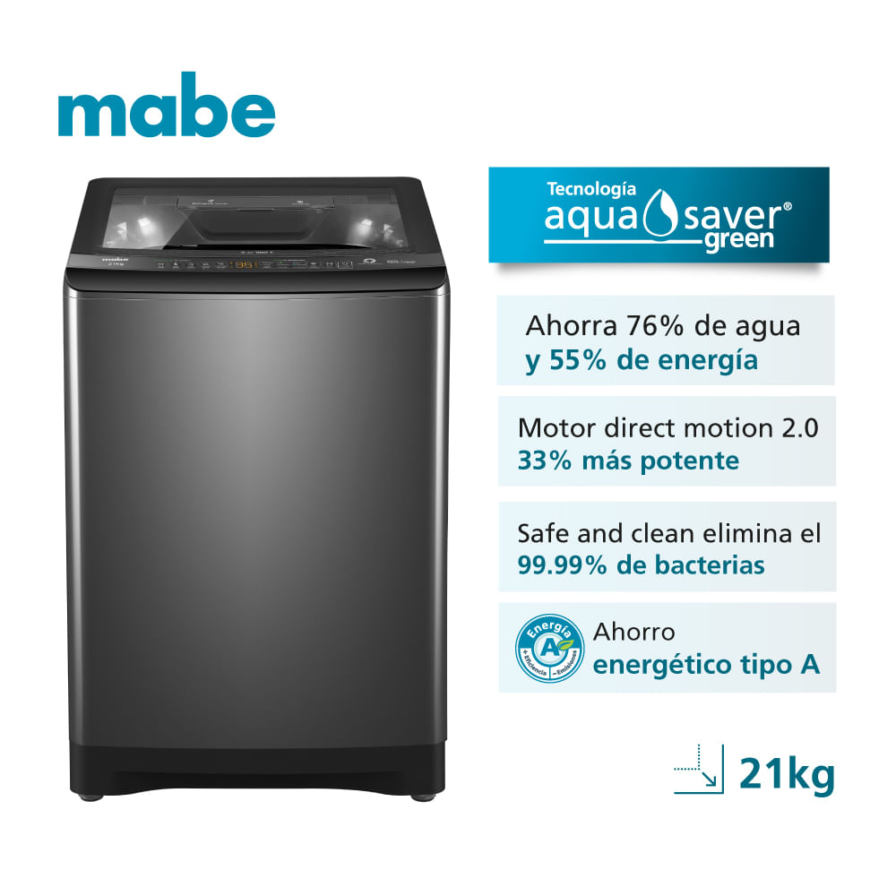 Lavadora Automática Mabe LMA1220WDGBB0 21Kg Gris