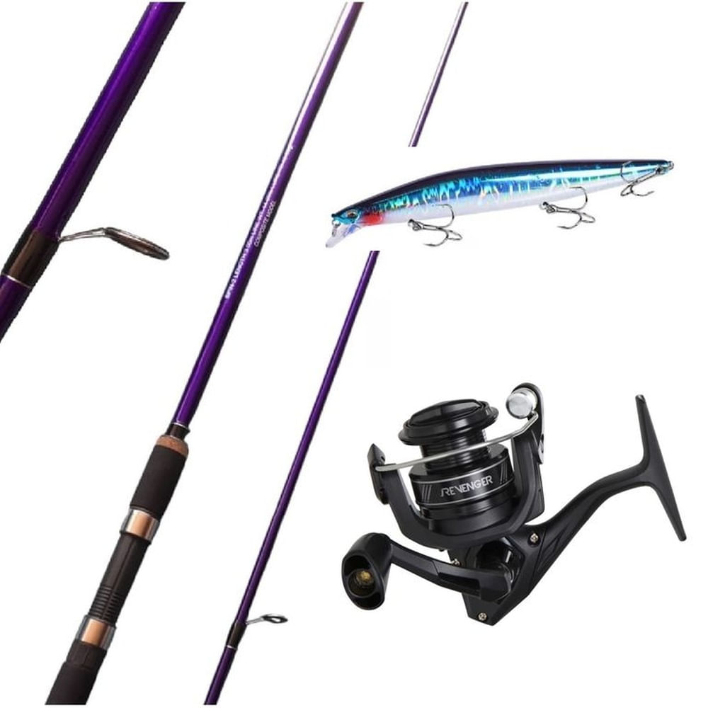 EQUIPO DE PESCA SPINNING CAÑA 3.00 M CARRETE 6000 Y 1 SEÑUELO 26 G