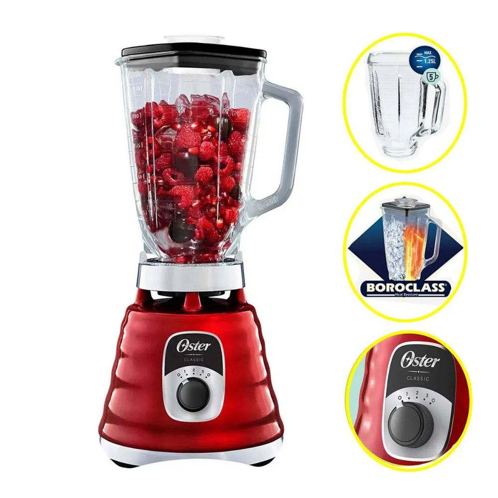 Licuadora clásica Oster 3 velocidades con perilla ergonómica BL-ROJOST4126R