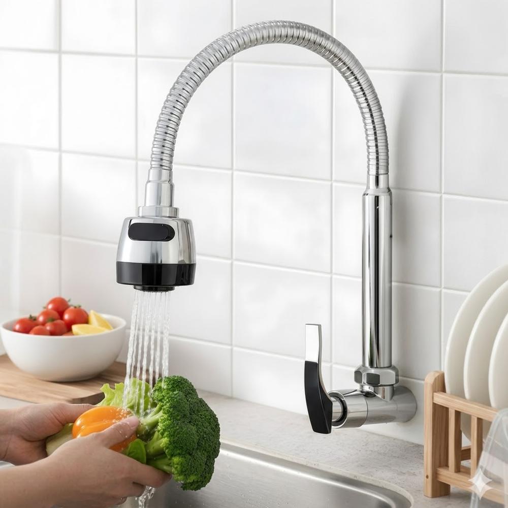 Llave Caño Corrugado Flexible Grifería Para Pared Cocina CYA