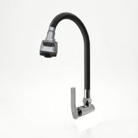 Llave Caño Negro De Lavadero de Cocina Pico de Ganzo Flexible Para Pared CyA
