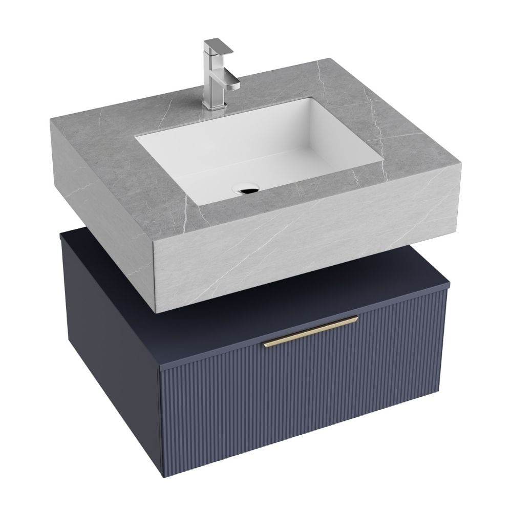 Vanitorio Navy Blue con Piedra Sinterizada 80cm