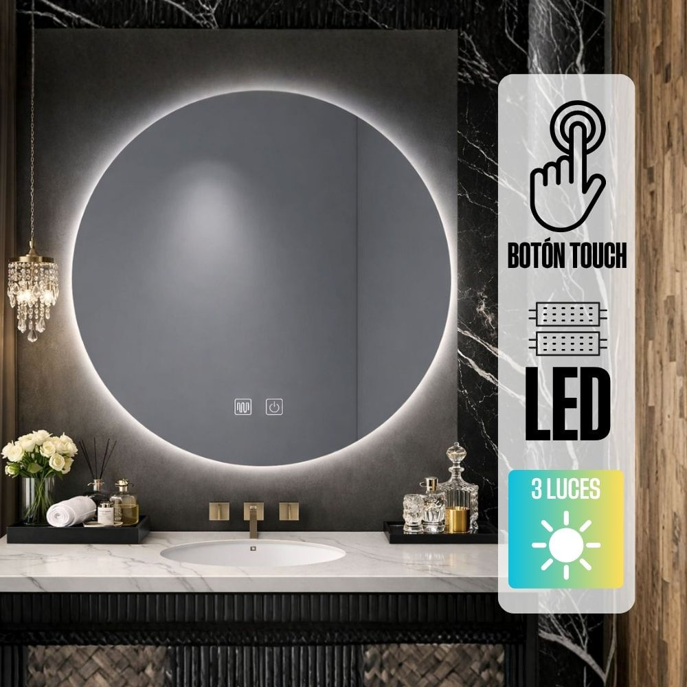 Espejo LED Tri Luz Redondo Orange 45x45cm