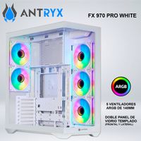 CASE ANTRYX FX 970 PRO WHITE  2 VIDRIO TEMPLADO ARGB FAN 140MM X5