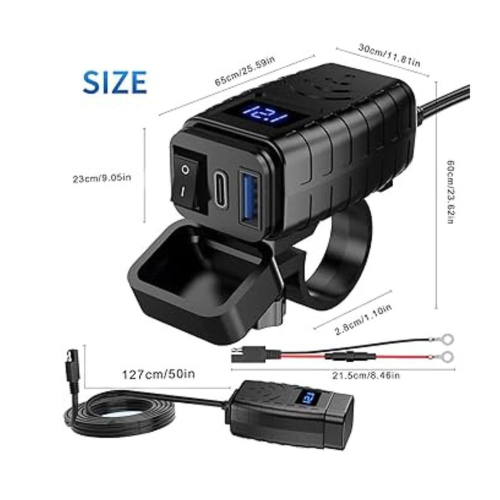 Cargador Para Moto Con Entrada TIPO C y USB