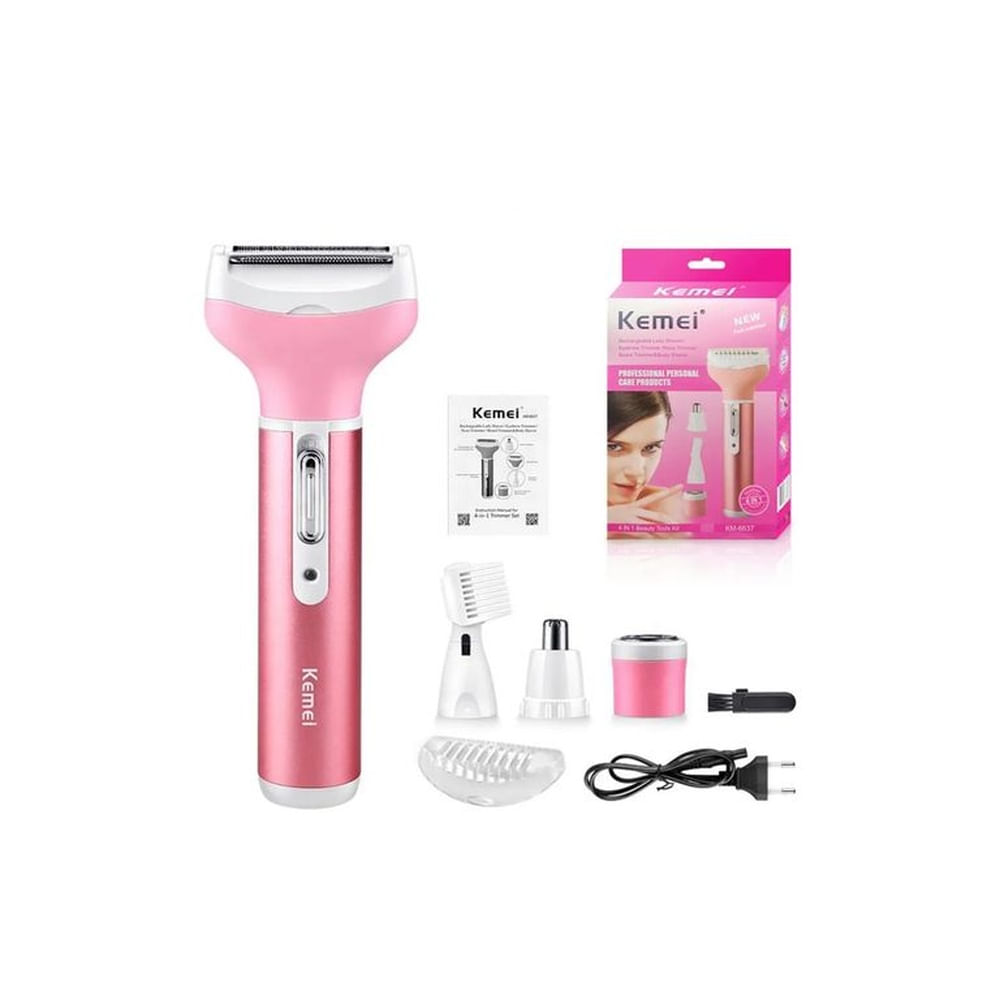 DUO Máquina Afeitadora Kemei KM-2024 + Kemei Kit 4 en 1 Para Mujer
