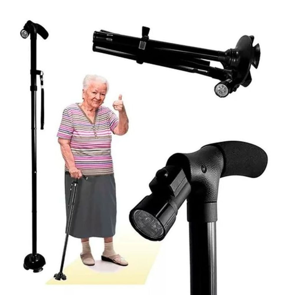 Bastón Plegable Con Luz LED Antideslizante